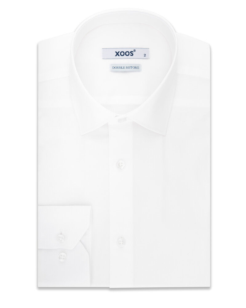 XOOS Chemise homme à col Français en gabardine blanche (Double Retors)