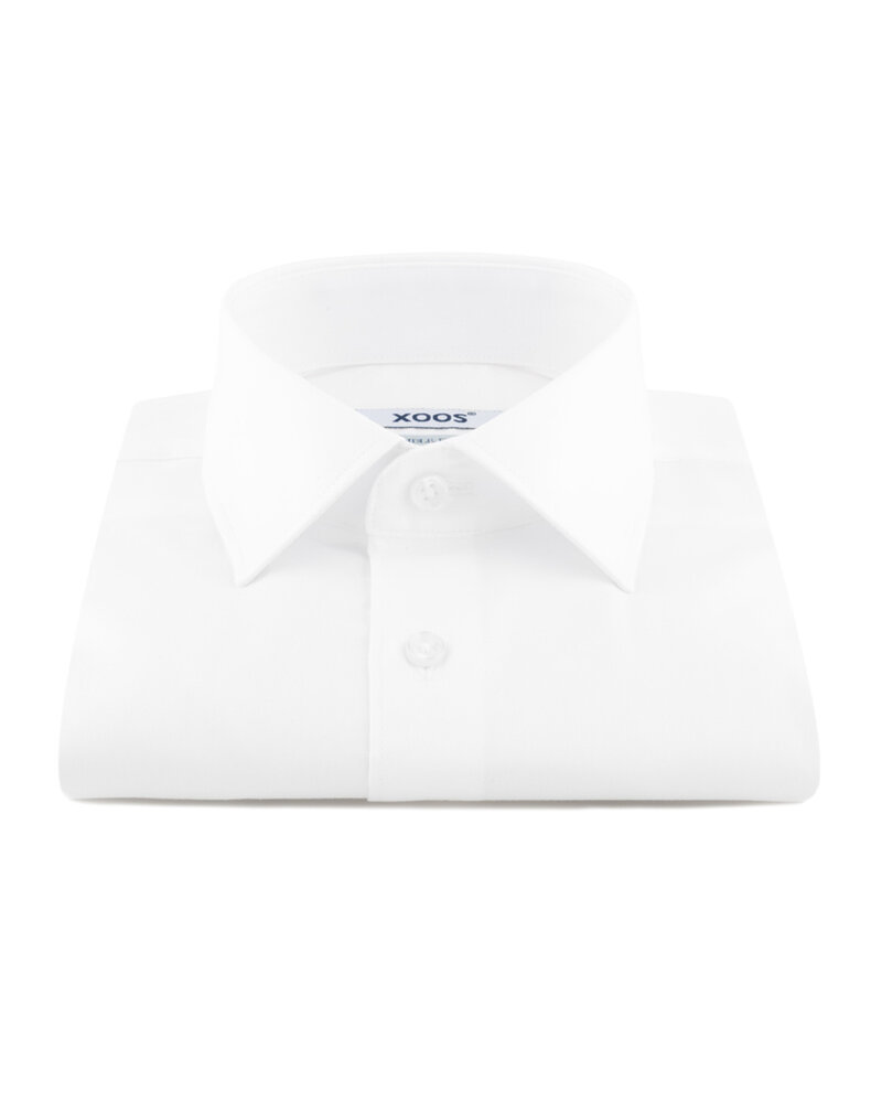 XOOS Chemise homme à col Français en gabardine blanche (Double Retors)