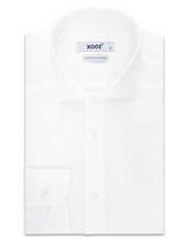 XOOS Chemise homme à col Italien en gabardine blanche (Double Retors)