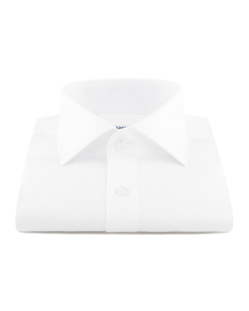 XOOS Chemise homme à col Italien en gabardine blanche (Double Retors)