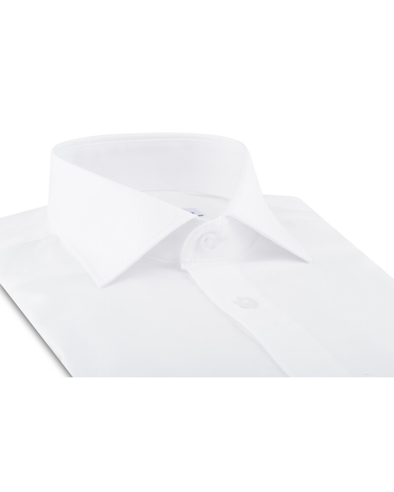 XOOS Chemise homme à col Italien en gabardine blanche (Double Retors)