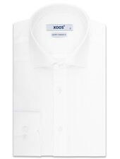 XOOS Men's white ress shirt with Cutaway collar (Sateen cotton)
