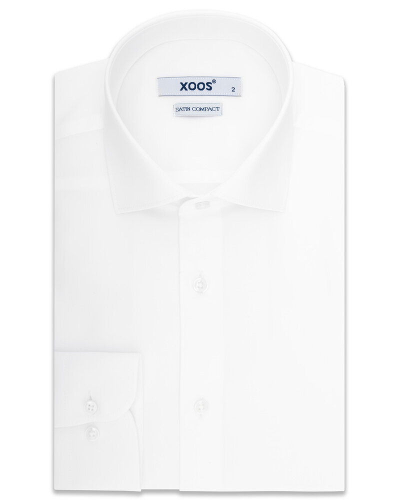 XOOS Men's white ress shirt with Cutaway collar (Sateen cotton)