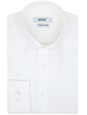 XOOS Men’s White Herringbone dress shirt (Double Twisted)