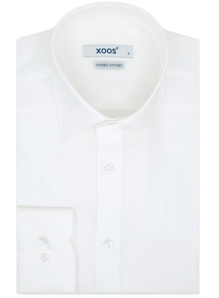 XOOS Chemise homme blanche à chevrons (Double Retors)