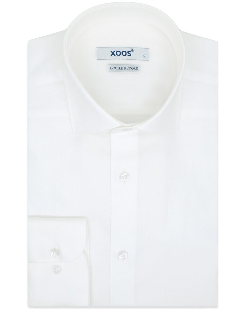 XOOS Chemise homme blanche à chevrons (Double Retors)