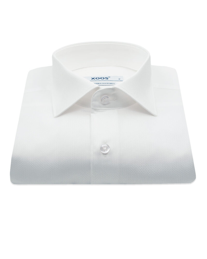 XOOS Chemise homme blanche à chevrons (Double Retors)
