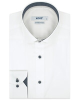 XOOS Chemise homme blanche doublure à motifs et micro pois marine (Double Retors)