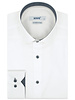 XOOS Chemise homme blanche doublure à motifs et micro pois marine (Double Retors)