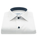 XOOS Men’s White Shirt with Patterned Lining and Navy Micro Polka Dots (Double Twisted)
