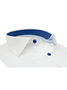 XOOS Men’s White Shirt with Patterned Lining and Blue Micro Polka Dots (Double Twisted)