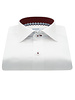 XOOS Men’s White Shirt with Patterned Lining and Burgundy Micro Polka Dots (Double Twisted)