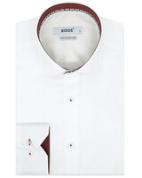 XOOS Chemise homme blanche doublure à motifs et micro pois bourgogne (Double Retors)