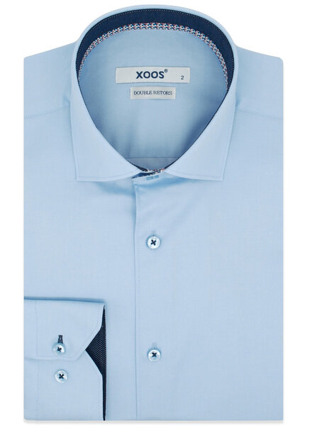 XOOS Chemise homme ciel doublure à motifs et micro pois marine (Double Retors)