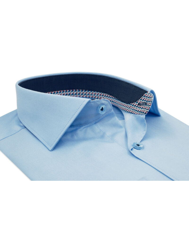 XOOS Chemise homme ciel doublure à motifs et micro pois marine (Double Retors)