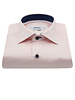 XOOS Men’s Pale Pink Shirt with Patterned Lining and Navy Micro Polka Dots (Double Twisted)