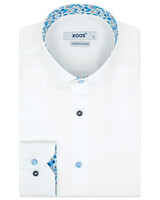 XOOS Chemise homme blanche à doublure florale bleue et boutons assortis