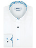 XOOS Chemise homme blanche à doublure florale bleue et boutons assortis