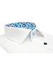 XOOS Men’s white shirt with blue floral lining and matching colored buttons