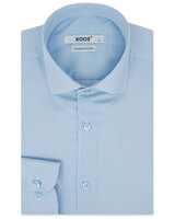 XOOS Chemise homme ciel en coton piqué à très fines rayures (Double Retors)