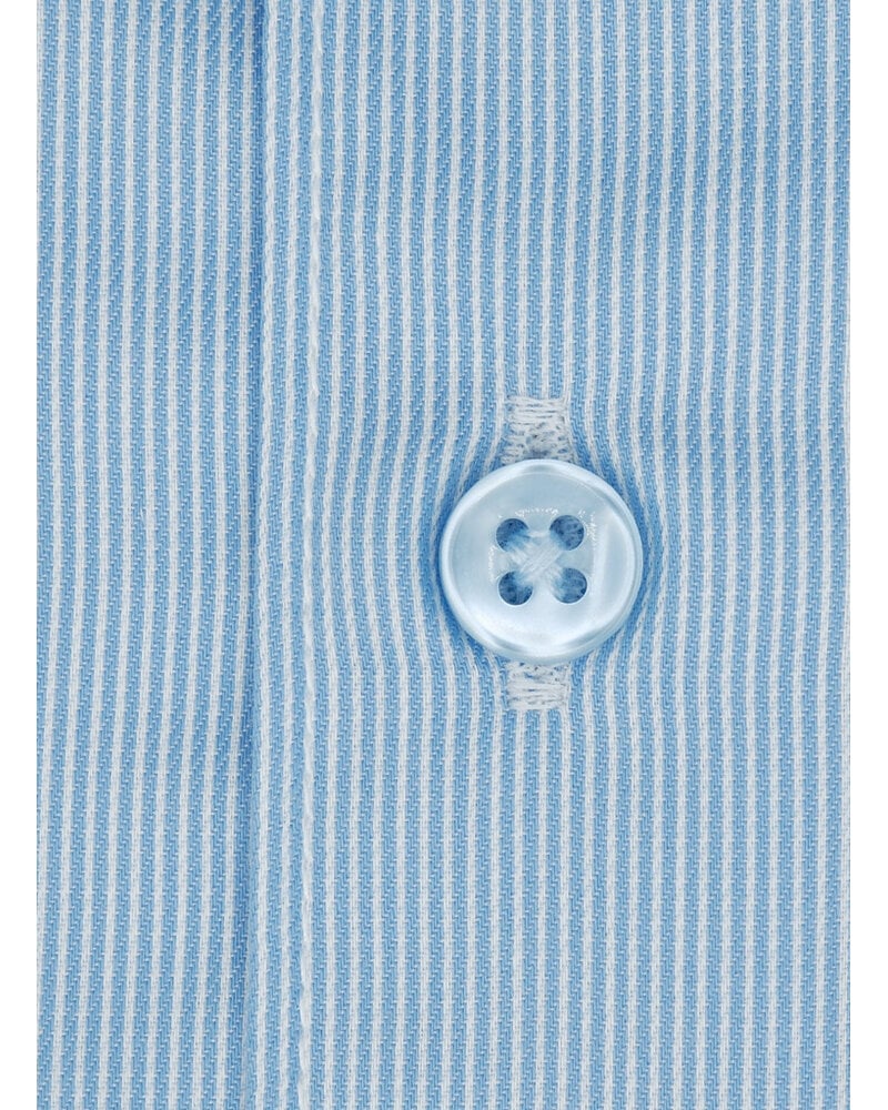 XOOS Chemise homme ciel en coton piqué à très fines rayures (Double Retors)