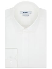 XOOS Chemise homme blanche et gorge cachée ( Popeline Double Retors)