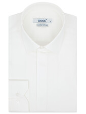 XOOS Men's white dress shirt and hidden placket (Double twisted Popleen)