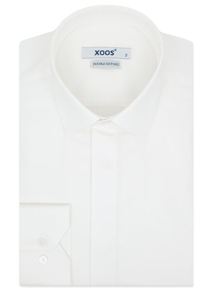 XOOS Chemise homme blanche et gorge cachée ( Popeline Double Retors)