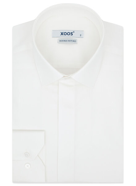 XOOS Men's white dress shirt and hidden placket (Double twisted Popleen)