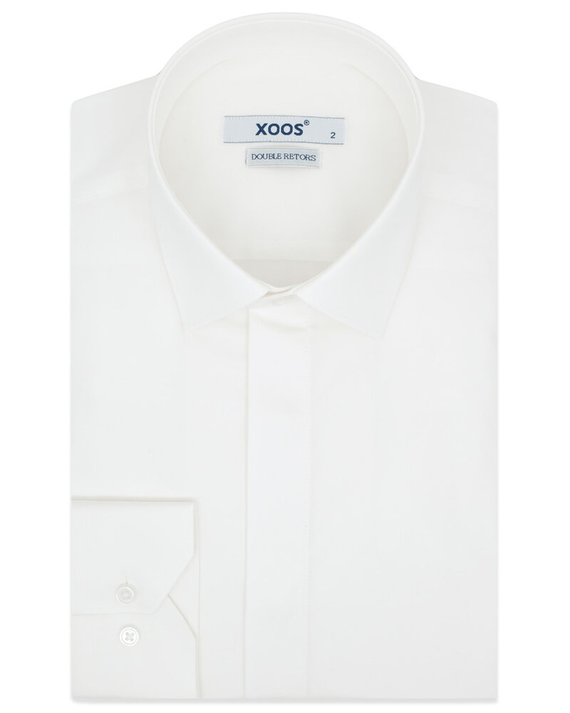 XOOS Chemise homme blanche et gorge cachée ( Popeline Double Retors)