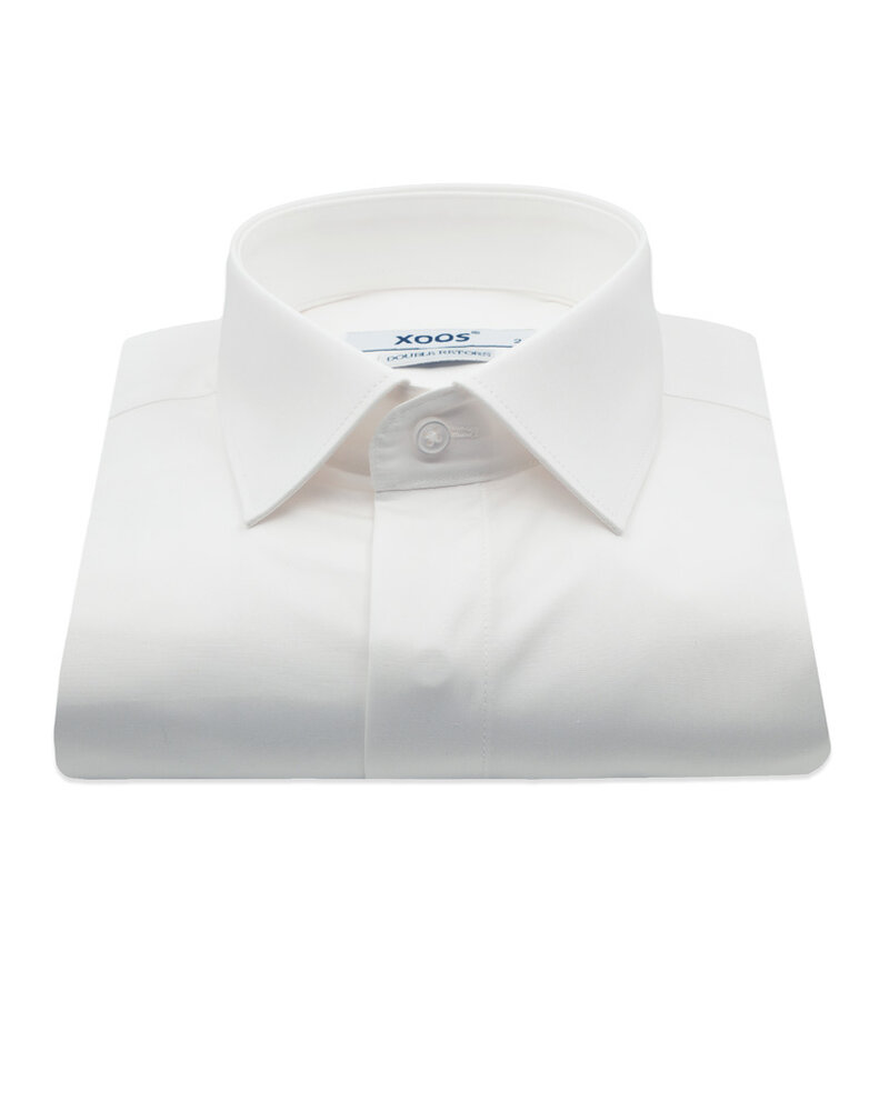 XOOS Men's white dress shirt and hidden placket (Double twisted Popleen)
