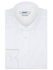 XOOS Chemise homme blanche en coton satiné à col Français (Double Retors)