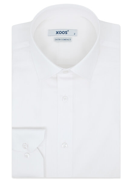 XOOS Chemise homme blanche en coton satiné à col Français (Double Retors)