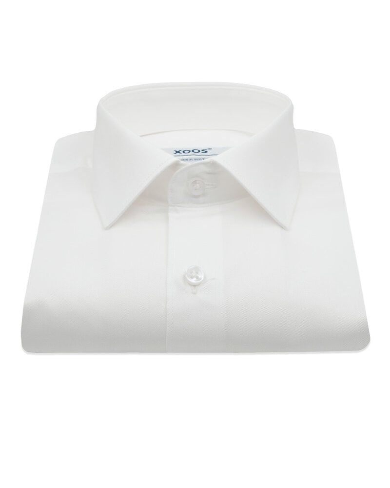 XOOS Chemise homme blanche en Twill à col Français (Double Retors)