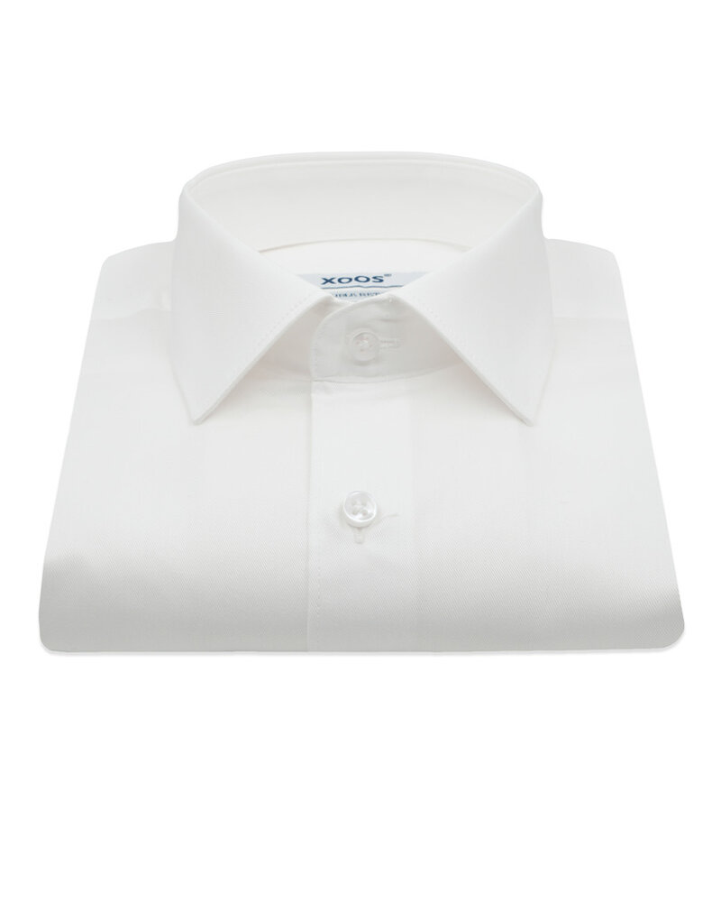 XOOS Men’s white Twill dress shirt with French collar (Double Twisted)