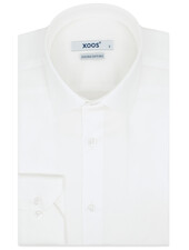 XOOS Chemise homme blanche en Twill à col Français (Double Retors)