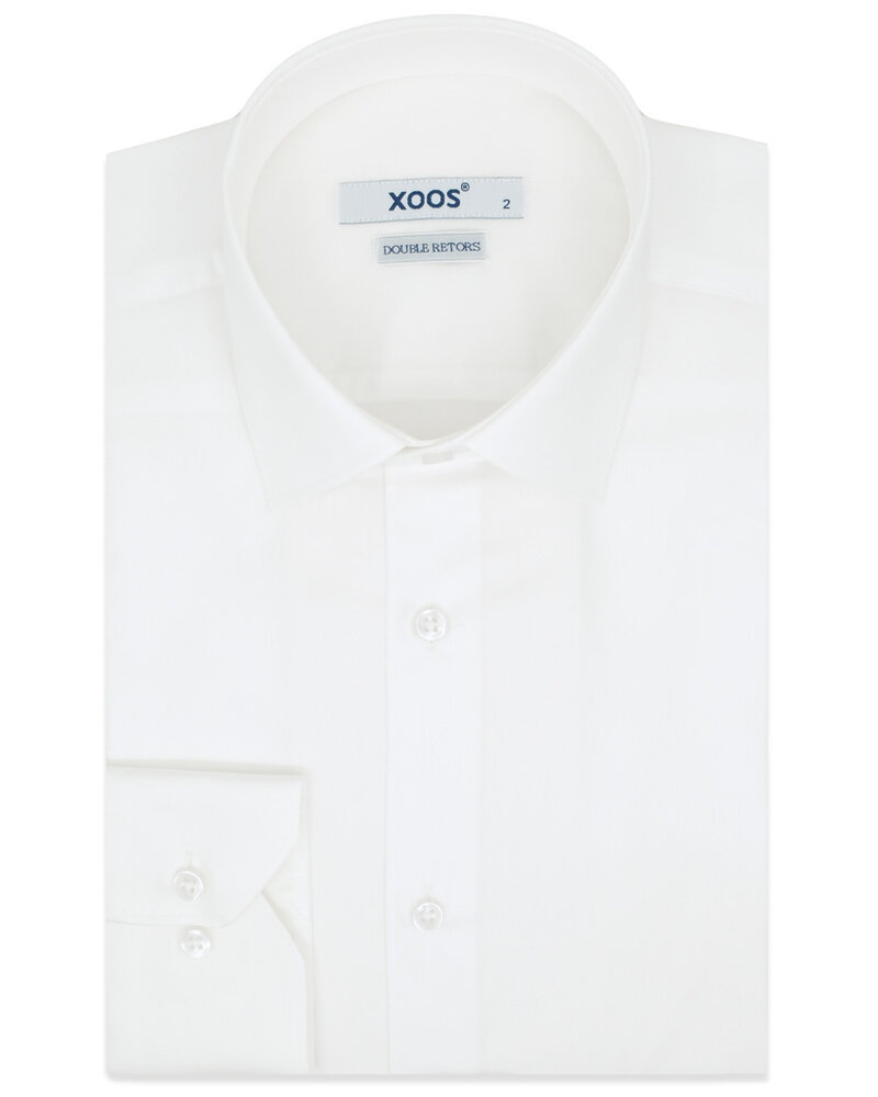 XOOS Men’s white Twill dress shirt with French collar (Double Twisted)