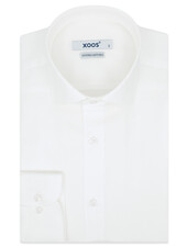 XOOS Men’s white Twill dress shirt with Cutaway collar (Double Twisted)