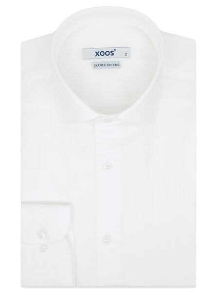 XOOS Chemise homme blanche en Twill à col Italien (Double Retors)