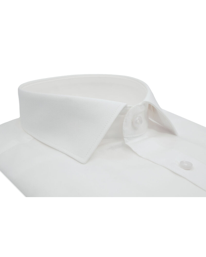 XOOS Chemise homme blanche en Twill à col Italien (Double Retors)