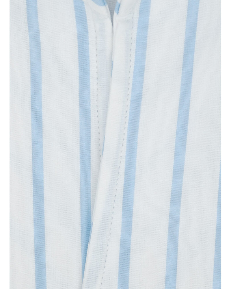 XOOS Men’s white shirt with sky blue stripes and straight open collar (Double Twisted)