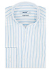 XOOS Men’s white shirt with sky blue stripes and straight open collar (Double Twisted)