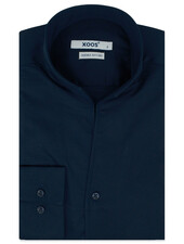 XOOS Men’s navy twill shirt with straight open collar (Double Twisted)