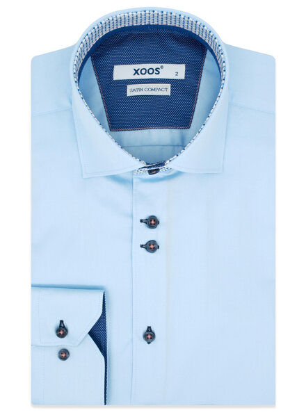 XOOS Men’s blue shirt with double chest buttons, indigo lining and print