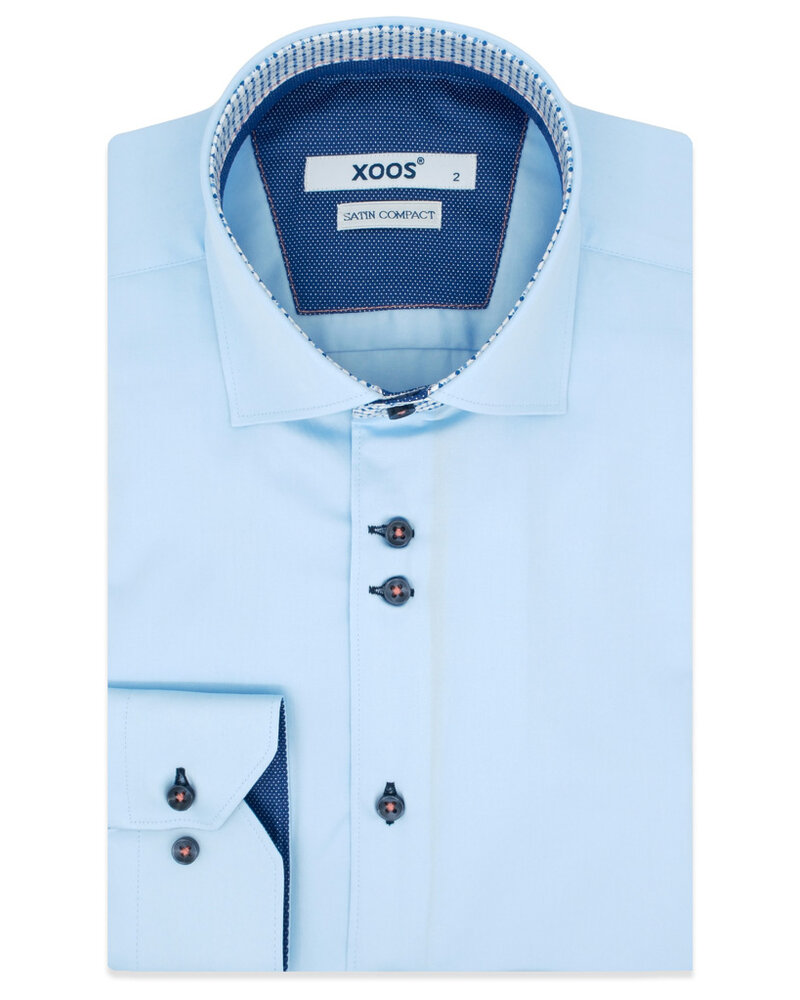 XOOS Men’s blue shirt with double chest buttons, indigo lining and print