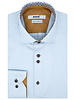 XOOS Men’s sky blue shirt with double chest buttons, mustard lining and print