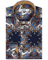 XOOS Men’s shirt with mustard and navy bohemian print