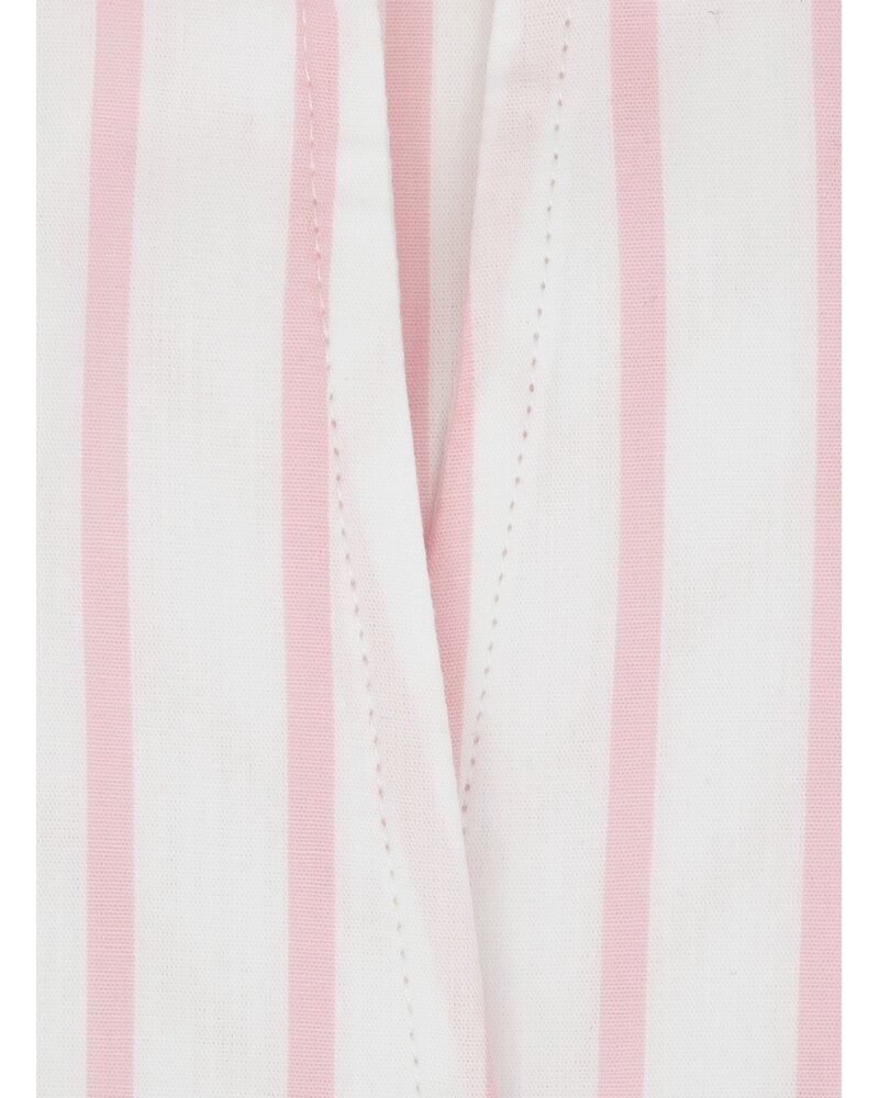 XOOS Chemisier femme blanc à rayures roses et col droit ouvert