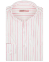 XOOS Women’s white blouse with pink stripes and straight open collar