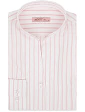 XOOS Chemisier femme blanc à rayures roses et col droit ouvert